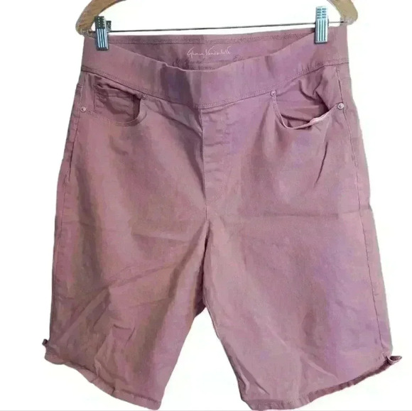  Gloria Vanderbilt All around Slimming Mauve Pink Pull On Shorts 14 Stretch - Picture 1 of 5